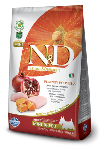 Farmina N&D Grain Free Chicken & Pomegranate With Pumpkin Adult Mini - 800g