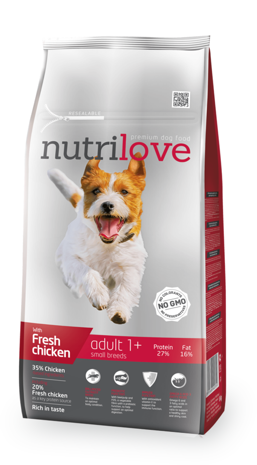 Nutrilove Adult Small Dog Chicken - Dry 8kg+1,6kg