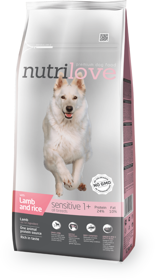 Nutrilove Sensitive Dog Lamb and Rice - Dry 12kg