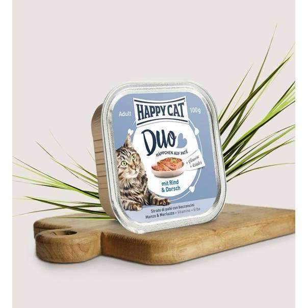 Happy Cat Duo With Beef & Cod - 12x100g