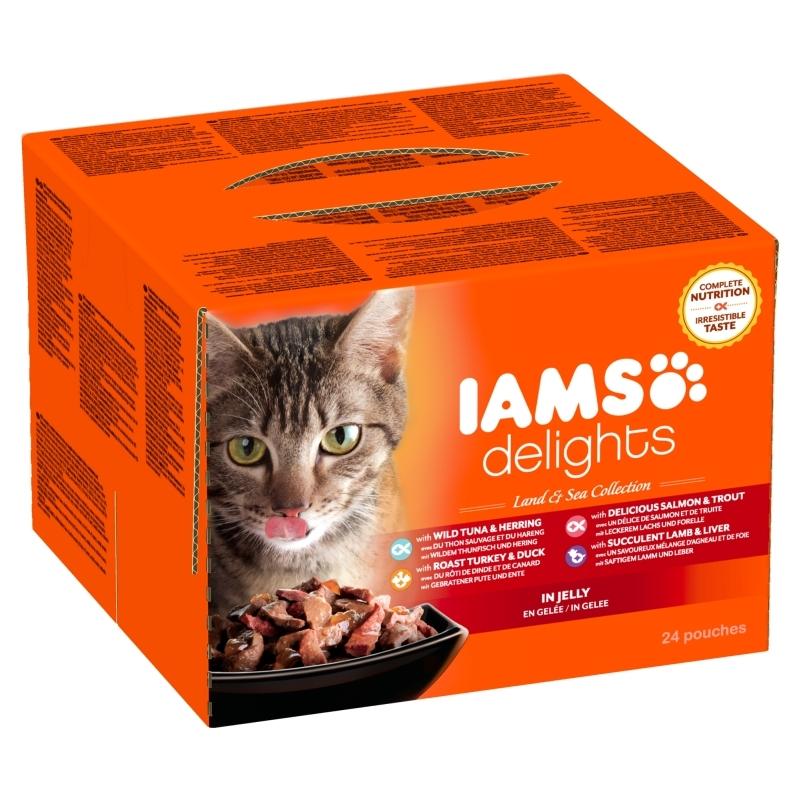 Iams Cat Delights Adult Land & Sea Multipack in Jelly 24x85gr