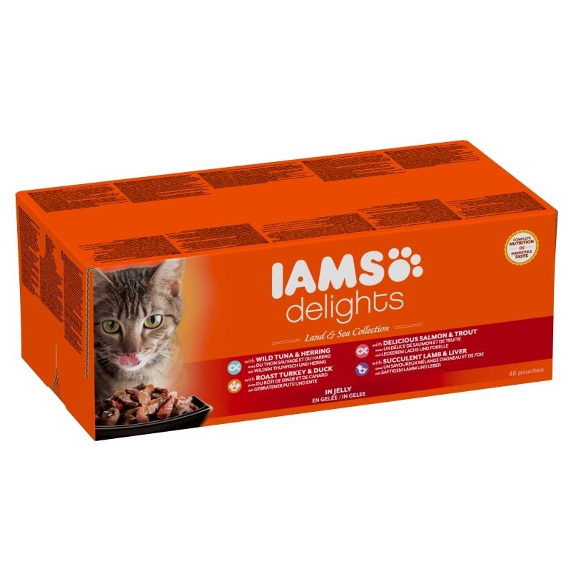 Iams Cat Delights Adult Land & Sea Multipack in Jelly 48x85gr