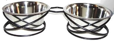 Raintech Double Stainless Steel Bowl With Wrought Iron Stand - 16,5cm